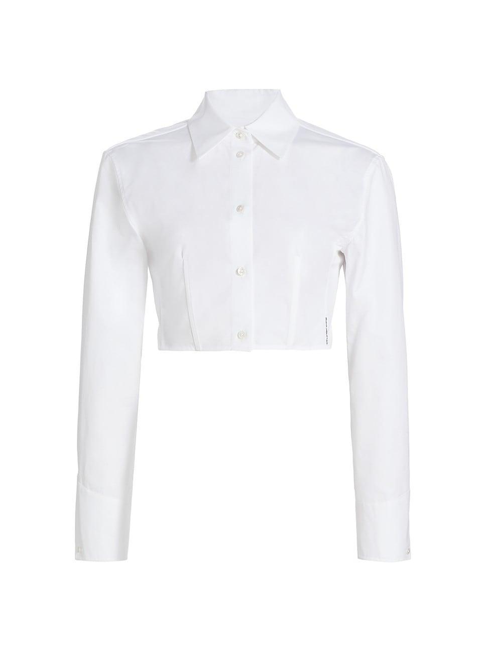 Womens Poplin Boned Crop Shirt Product Image