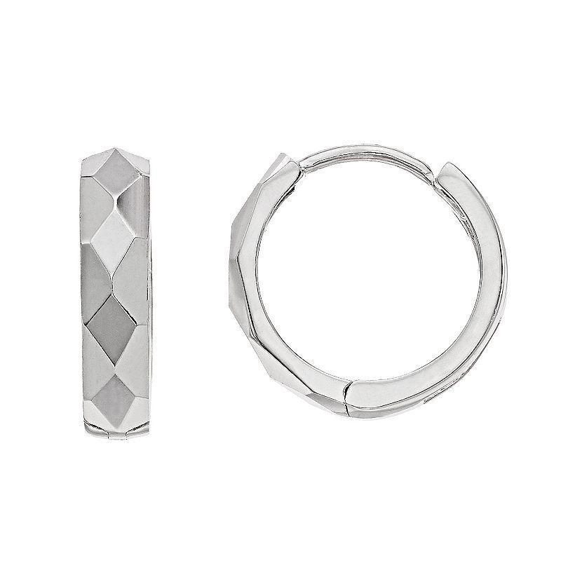 14k White Gold Huggie Hoop Earrings, Womens, 14k Gold Product Image