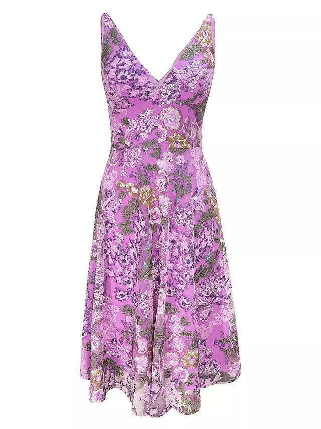 Elisa Floral & Sequin Midi-Dress Product Image