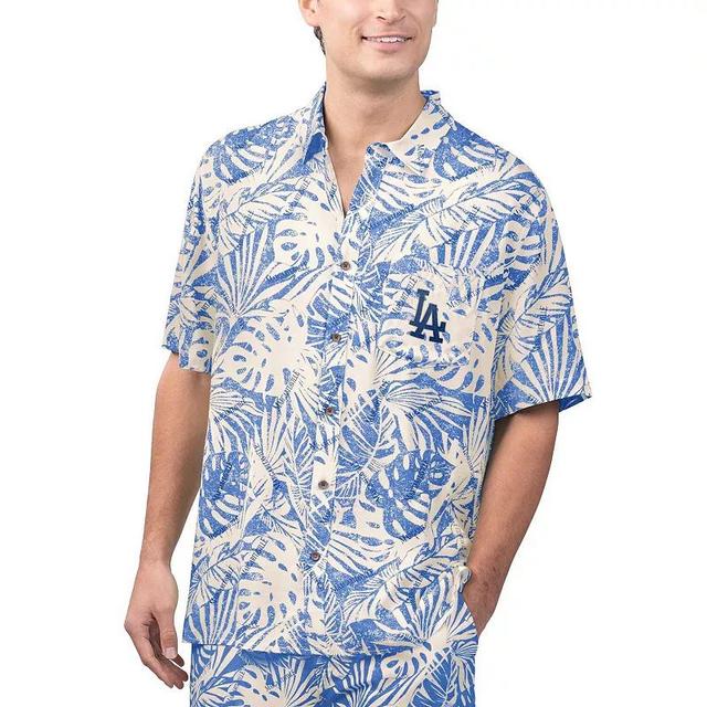 Mens Margaritaville Royal Los Angeles Dodgers Monstera Print Party Button-Up Shirt Product Image