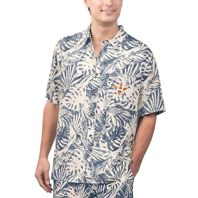 Margaritaville Mens Navy Houston Astros Monstera Print Party Button-Up Shirt Product Image