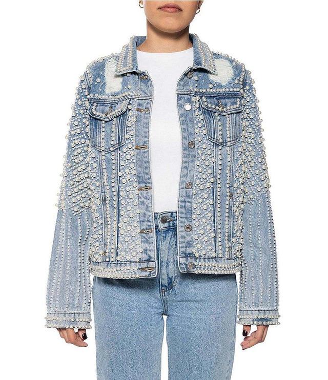 Azalea Wang Alara Collared Cropped Denim Jacket Product Image