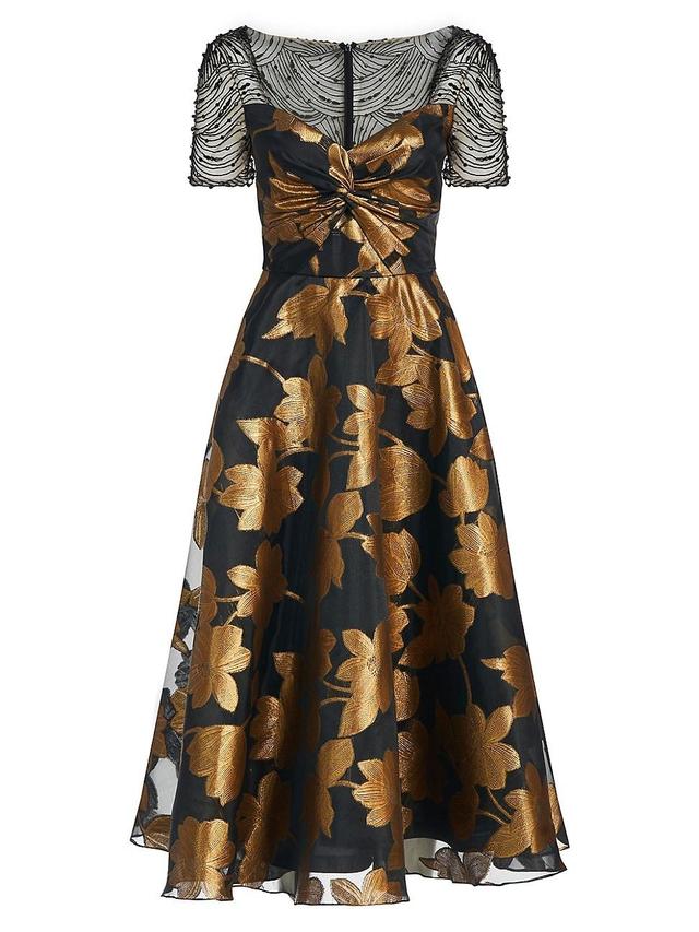 Womens Sonya Metallic Floral A-Line Dress Product Image