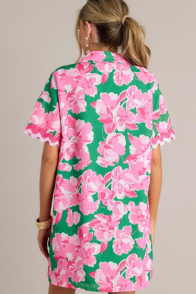 Seaside Serenity Green Multi Floral Mini Shirt Dress Product Image