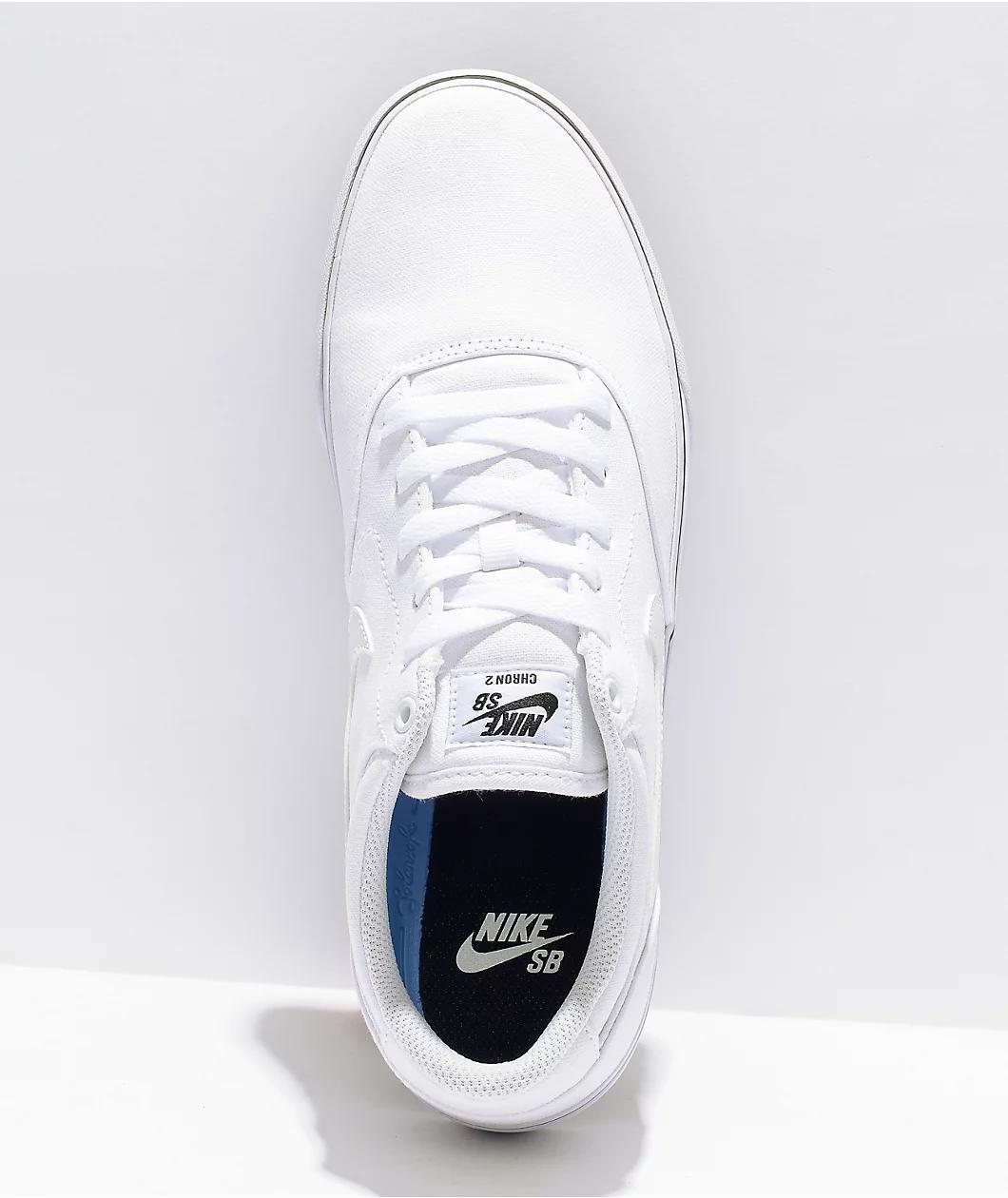 Nike SB Chron 2 White Canvas Skate Shoes Product Image