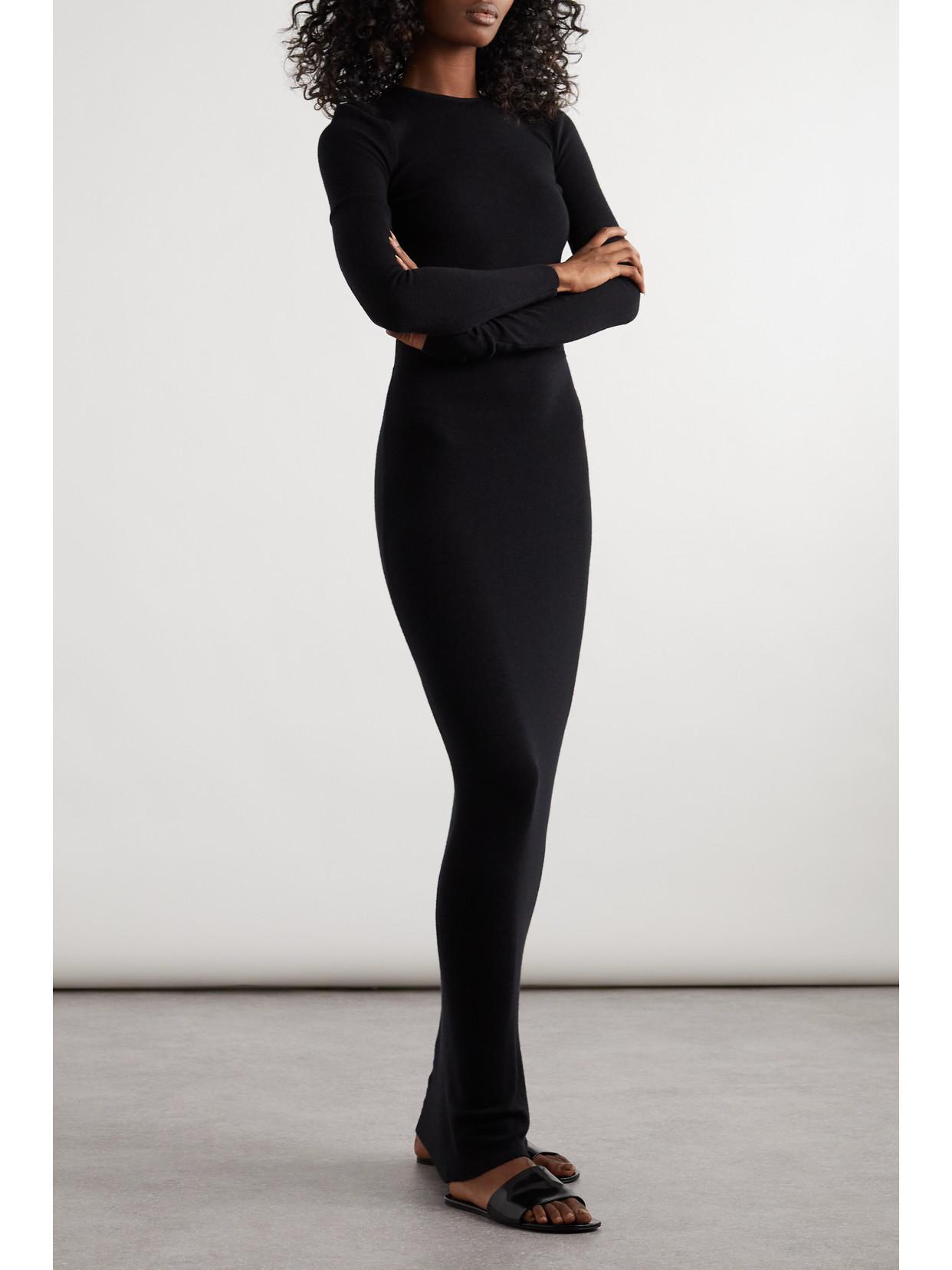 Open-back Wool, Cashmere And Silk-blend Maxi Dress In Black Product Image