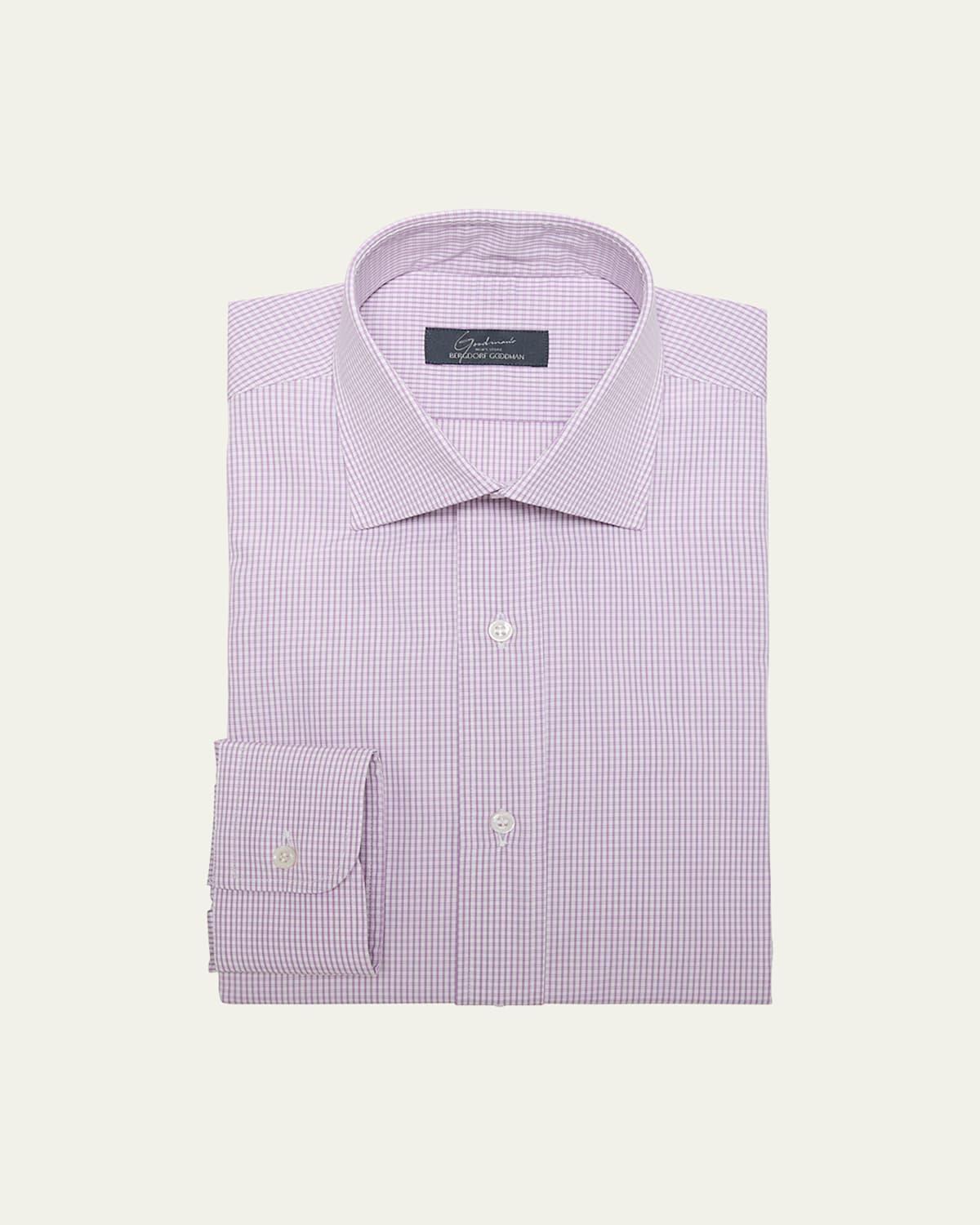 Mens Micro-Check Cotton Dress Shirt Product Image