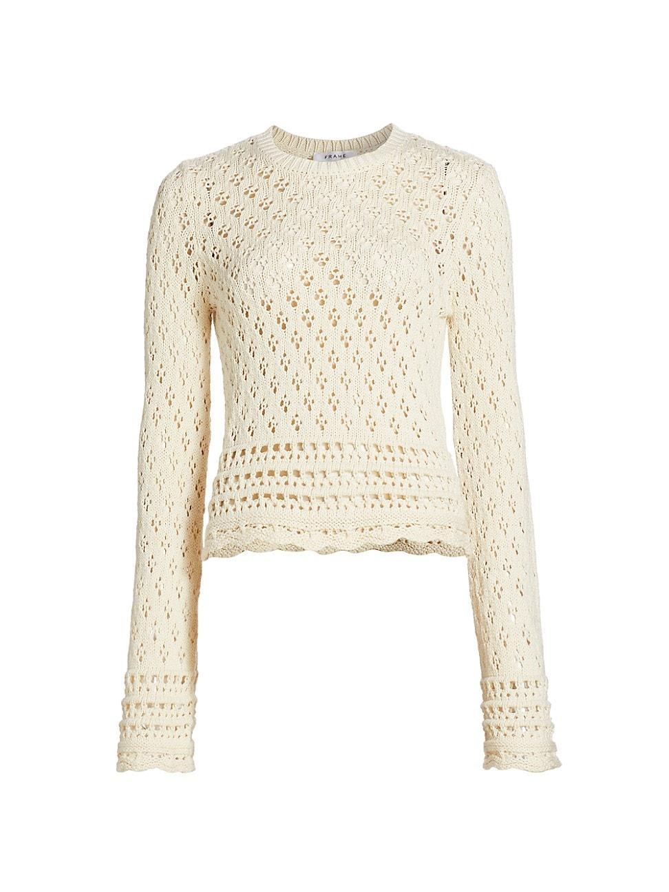 Crochet Knit Long-Sleeve Top Product Image