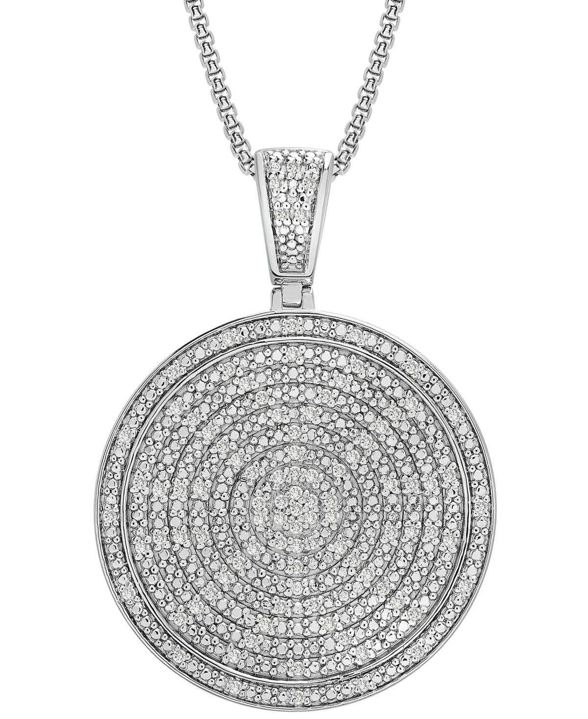 Mens Diamond Circle 22 Pendant Necklace (1/2 ct. t.w.) in Sterling Silver (Also in Black Diamond) Product Image