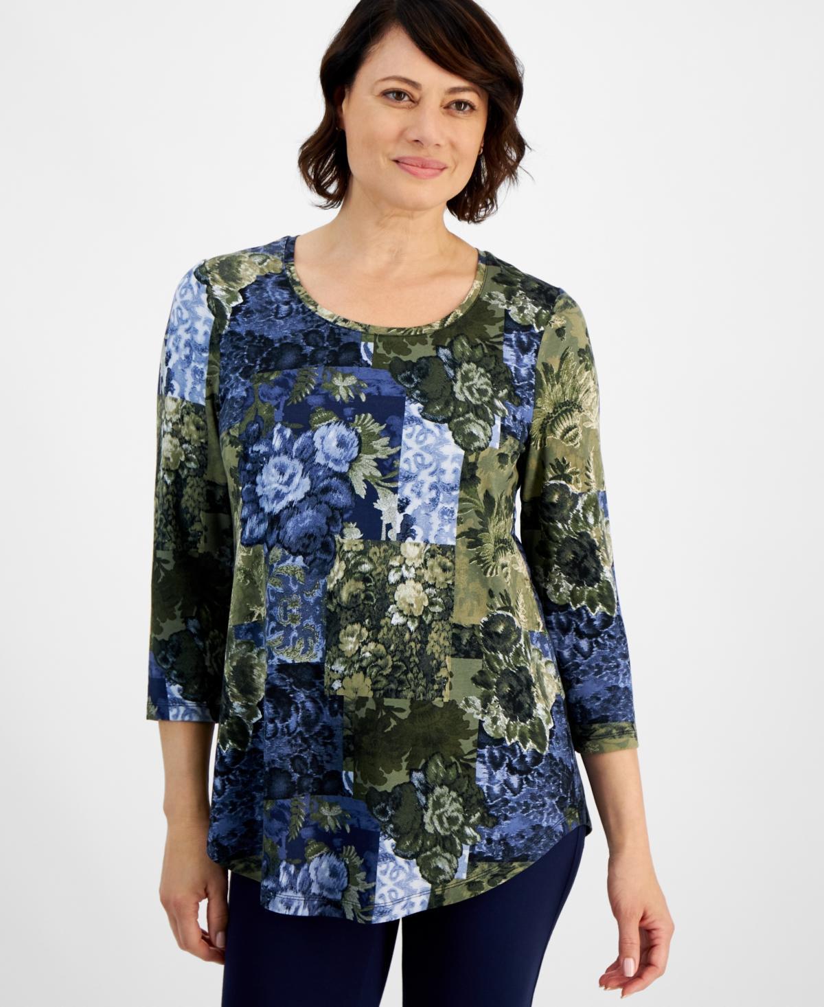 Jm Collection Womens Printed Scoop-Neck Top, Created for Macys Product Image