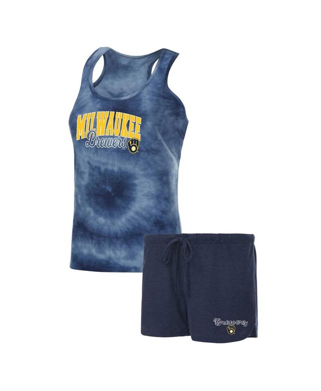 Womens Concepts Sport Navy Milwaukee Brewers Billboard Racerback Tank and Shorts Sleep Set Product Image