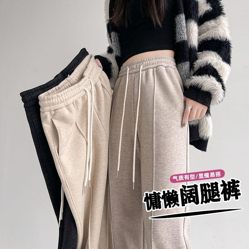 High Waist Plain Wide Leg Pants Product Image