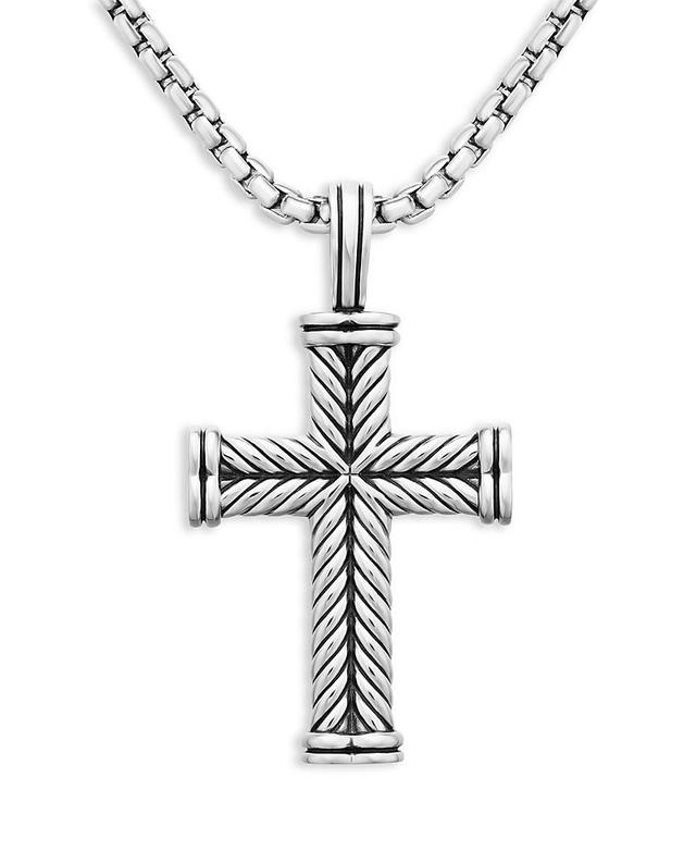 David Yurman Mens Chevron Cross Pendant in Sterling Silver, 33.5mm Product Image