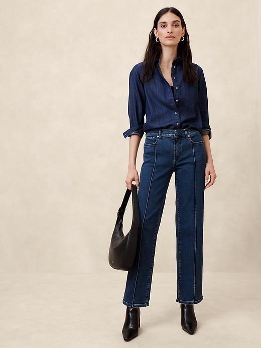 Mid-Rise Straight Pintuck Jean Product Image