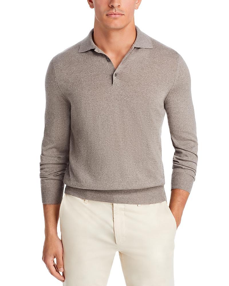 CANALI Merino Wool Polo Sweater In Tan Product Image