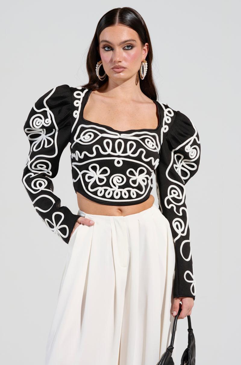 BLURRED LINES LONG SLEEVE BLOUSE Product Image