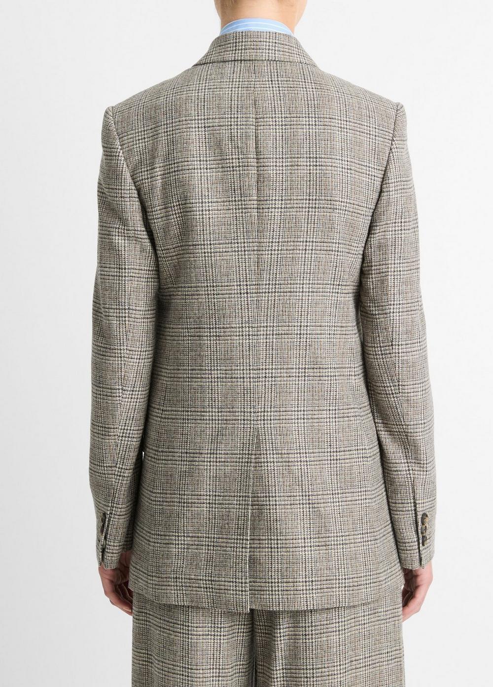 Womens Plaid Italian Wool-Blend Double-Breasted Blazer, Heritage Grey, Size 16 Vince Product Image