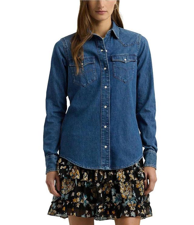 Lauren Ralph Lauren Western Inspired Button Front Long Sleeve Blouse Product Image