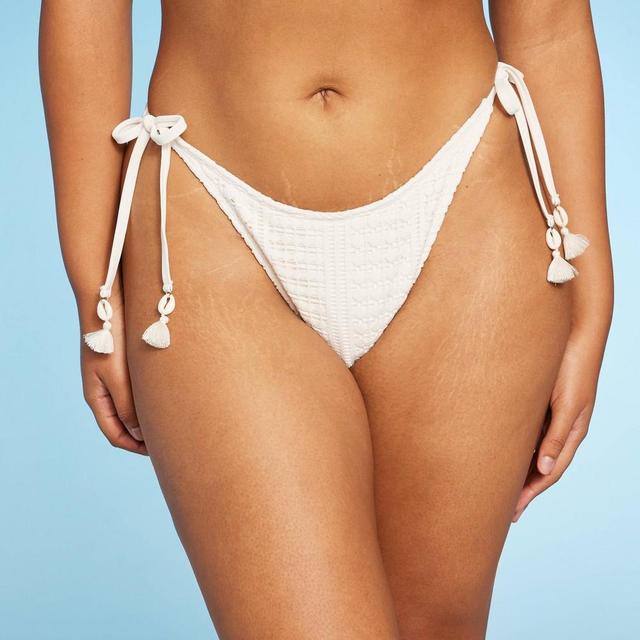 WomensCrochet Side-Tie Extra Cheeky Extra High Waist Bikini Bottom - Wild Fable M: Pique Tricot, Tassel Detail, Low Rise Product Image