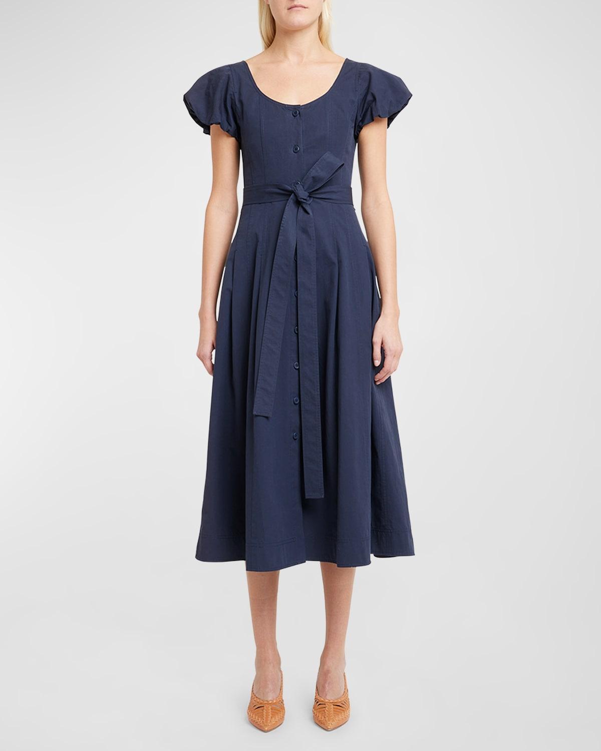 Ulla Johnson Rhea Tie Waist Puff Sleeve Midi Dress Product Image