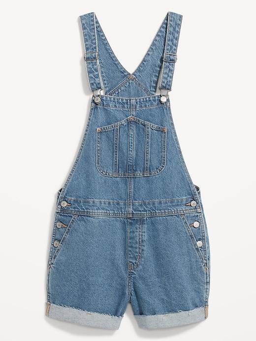 Slouchy Jean Cut-Off Overalls -- 3.5-inch inseam Product Image