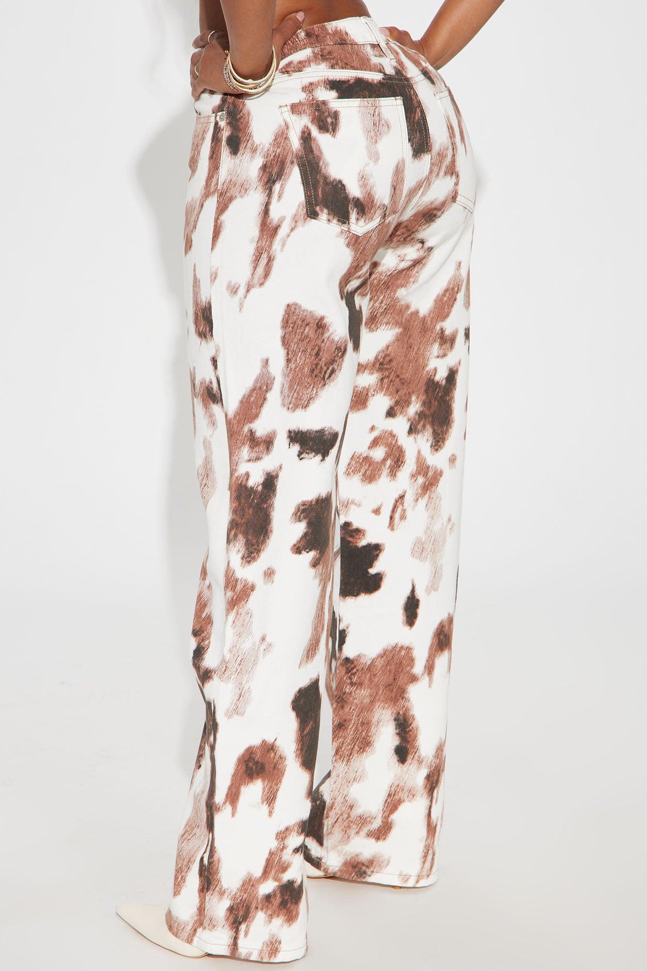 She's A Cowgirl Animal Print Baggy Jeans - Brown Combo Product Image