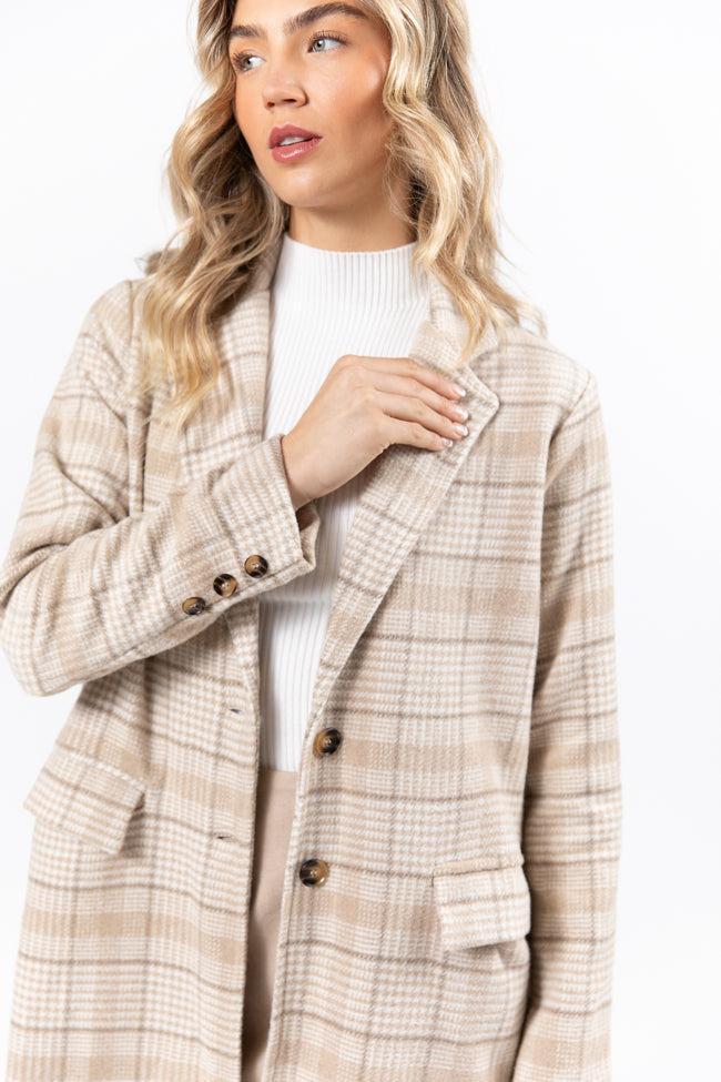 Chill Out Tan Plaid Coat Product Image