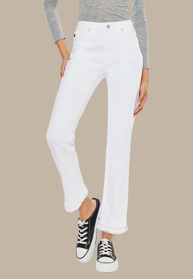 Kancan Kancan Womens High Rise Double Layer Fray Hem Ankle Straight Jeans White Size 30 - Maurices Product Image