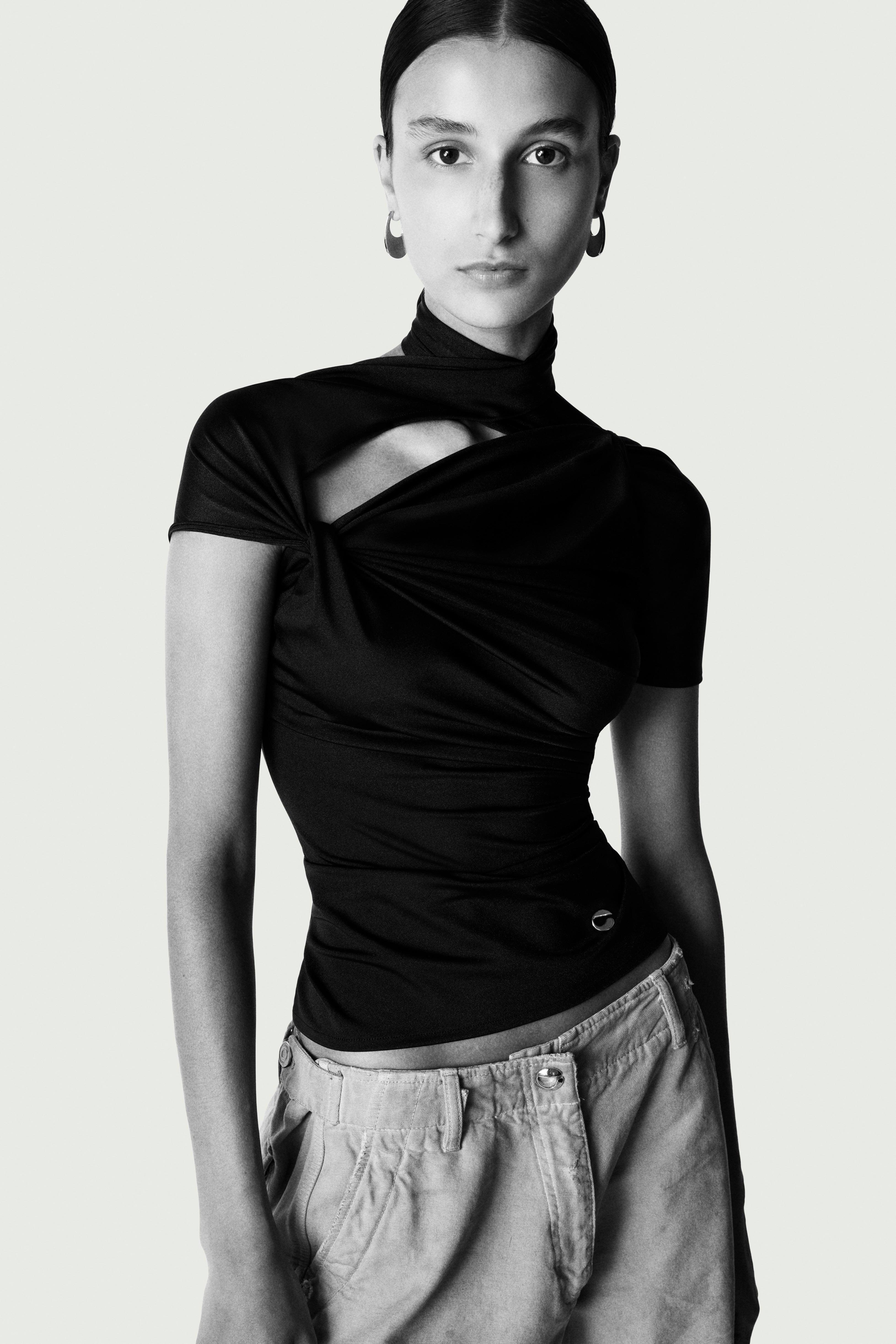 Asymmetric Draped Jersey Top Product Image