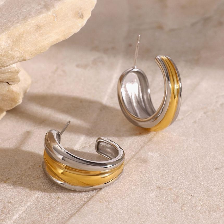 Two Tone Stainless Steel Hoop Earring Product Image