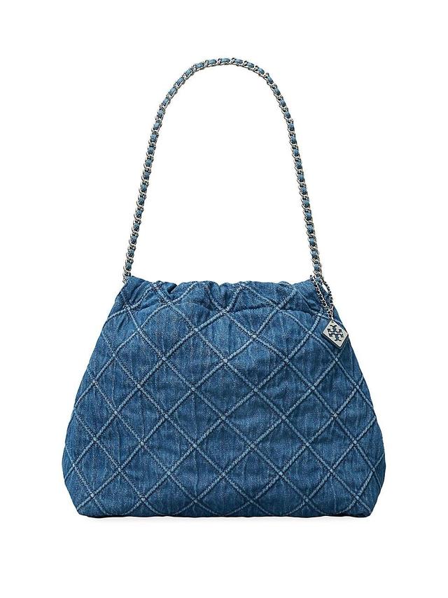 Womens Fleming Quilted Denim Drawstring Shoulder Bag Product Image