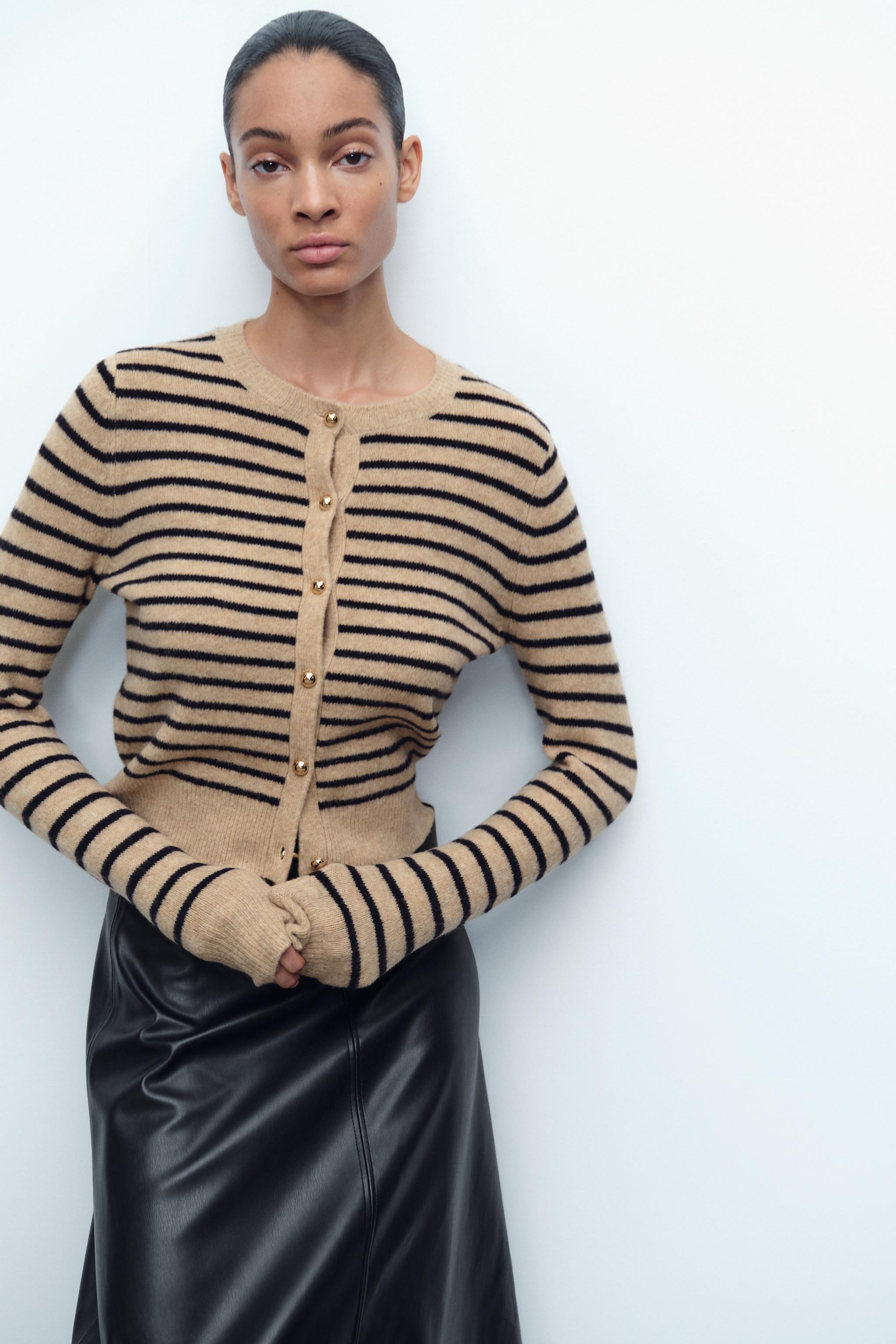 STRIPED KNIT CARDIGAN Product Image