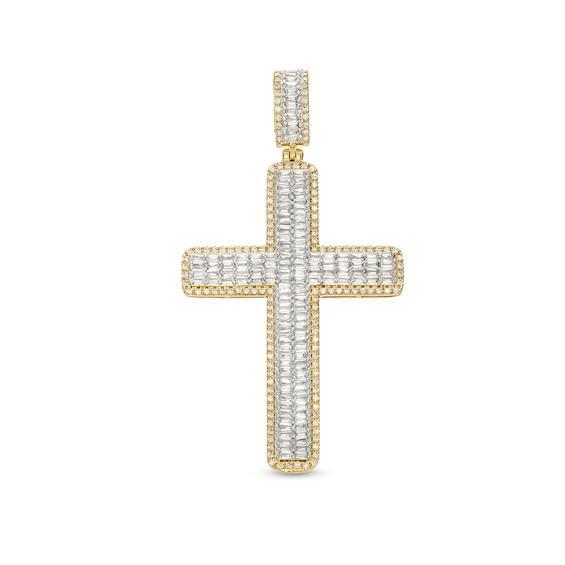 Men's 1-1/2 CT. T.w. Diamond Double Row Cross Charm in 10K Gold Product Image