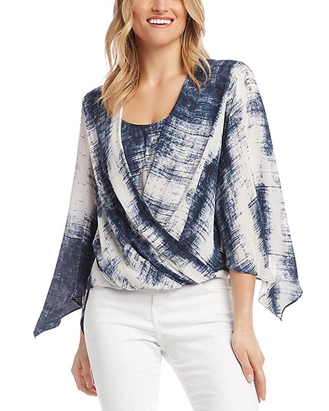 Karen Kane Women's Angle Sleeve Crossover Top, , 100% Polyester Product Image