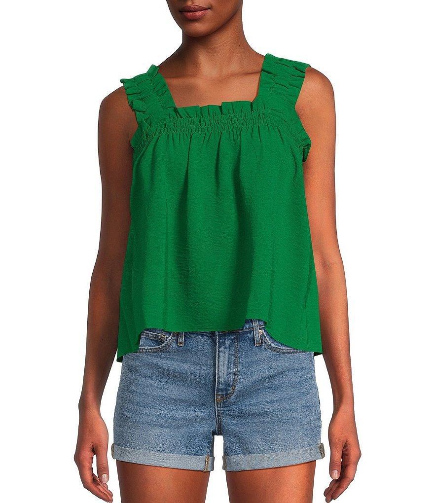 Copper Key Ruffle Strap Tank Top Product Image