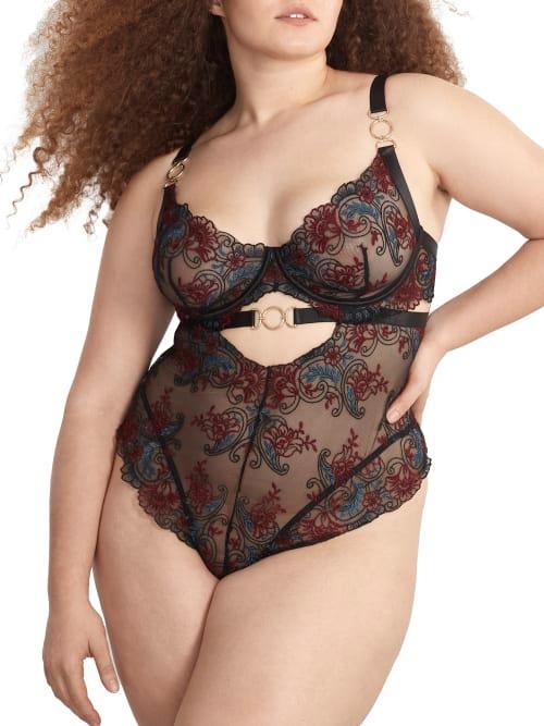 Oh La La Cheri Azalea Embroidered Mesh Underwire Teddy Product Image