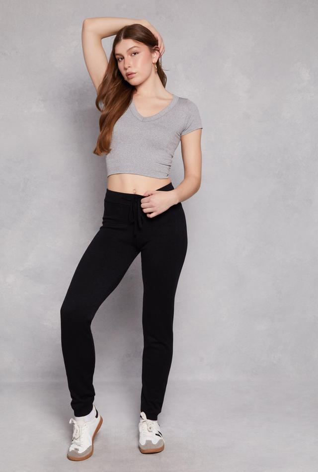 Womens Brushed Knit Drawstring Waist Joggers Product Image