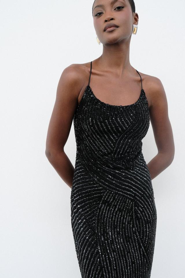 Tierra Sequin Maxi Dress - Black Product Image