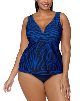  Trendy Plus Size Tanzania Printed Tankini Top & Bottoms Product Image