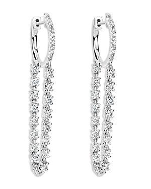 Womens 14K White Gold & Diamond Loop Drop Earrings Product Image