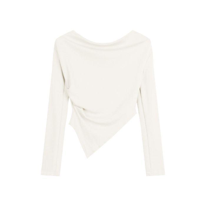 Long-Sleeve Off-Shoulder Asymmetrical T-Shirt Product Image