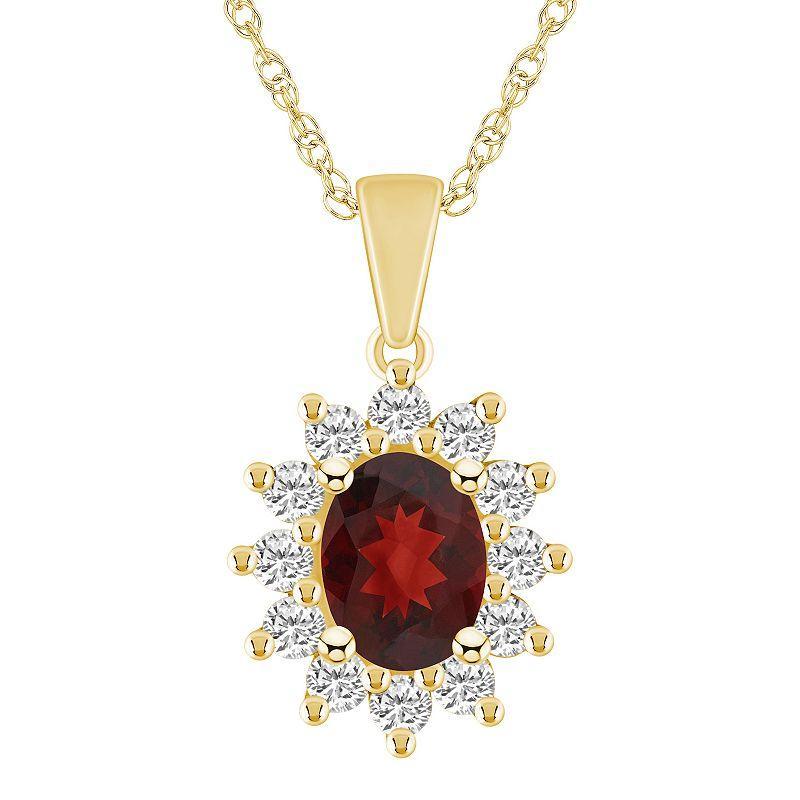 Alyson Layne 14k White Gold Oval Garnet & 5/8 Carat T.W. Diamond Pendant Necklace, Womens Product Image