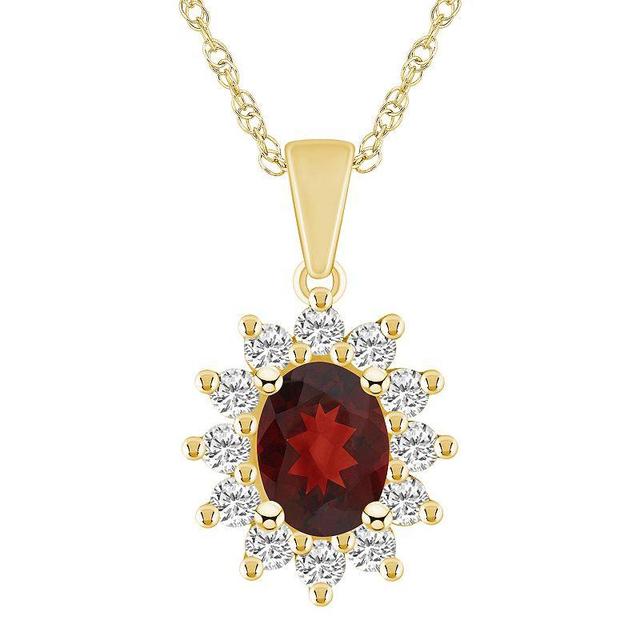 Alyson Layne 14k White Gold Oval Garnet & 5/8 Carat T.W. Diamond Pendant Necklace, Womens Red Product Image