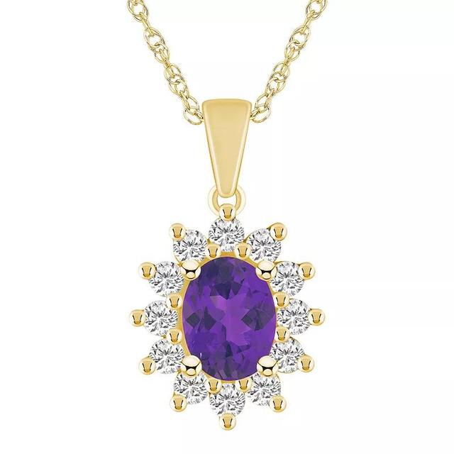 Alyson Layne 14k White Gold Oval Amethyst & 5/8 Carat T.W. Diamond Pendant Necklace, Womens Purple Product Image