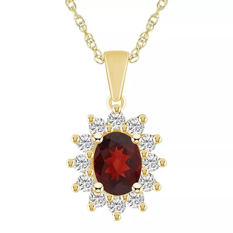 Alyson Layne 14k White Gold Oval Garnet & 5/8 Carat T.W. Diamond Pendant Necklace, Womens Red Product Image