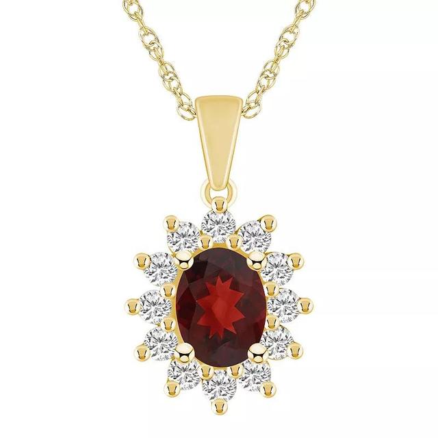 Alyson Layne 14k White Gold Oval Garnet & 5/8 Carat T.W. Diamond Pendant Necklace, Womens Product Image