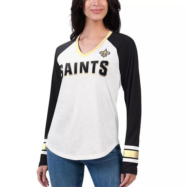 Womens G-III 4Her by Carl Banks /Black New Orleans Saints Top Team Raglan V-Neck Long Sleeve T-Shirt Product Image