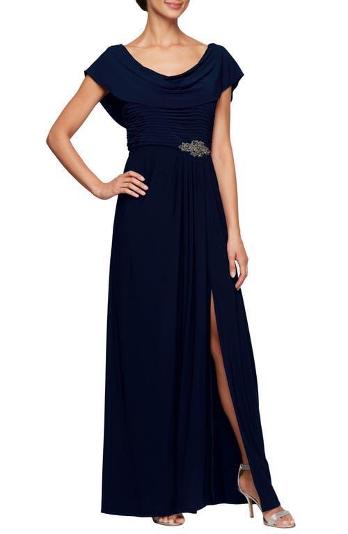 Alex Evenings Cowl Neck Beaded Waist Gown Product Image