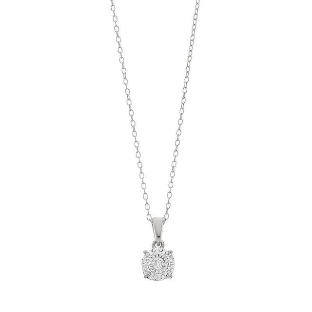 Diamond Brilliance 1/10 Carat T.W. Diamond Composite Round Pendant Necklace, Womens Sterling Silver Product Image