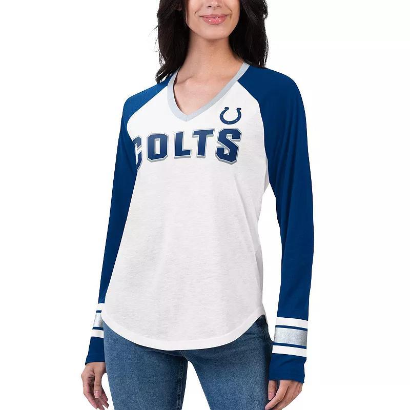 Womens G-iii 4Her by Carl Banks White Indianapolis Colts Top Team Raglan V-Neck Long Sleeve T-shirt - White Product Image